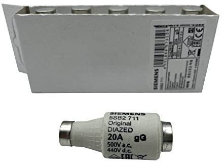 SIEMENS - x5 Stück DIAZED-Sicherungseinsatz 500V 20A
