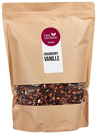 teeverliebt - Loser Früchtetee Cranberry Vanille 1000 g I Früchtetee lose I herbe, säuerlich und gleichzeitig süße Komposition der Tee-Mischung I Früchtetee lose 1 kg