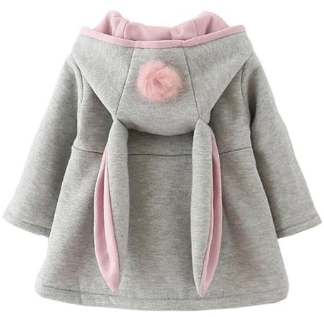 TMEOG Cappotto Giacca con Cappuccio Coniglio Felpa Mantello del Cappotto di Inverno della Pelliccia della Neonata Bambine e Bambino (9-12 Mesi, Grigio)