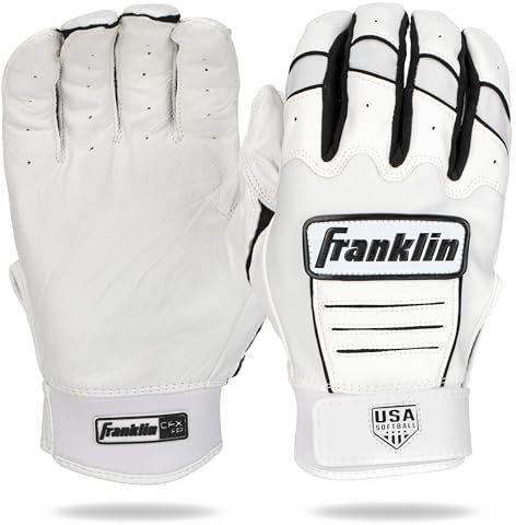 Franklin Sports CFX FP Softball Batting Gloves Pair, Women's X-Large, White/Black