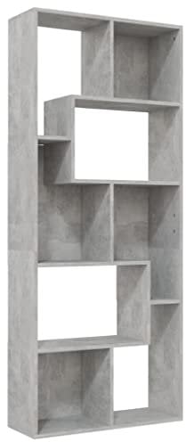 vidaXL Contemporary Book Cabinet in Concrete Grey - Versatile Engineered Wood Bookshelf - Freestanding Scandinavian Room Decor and Storage Facility