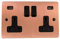 G&H FRG910B Flat Plate Rose Gold 2 Gang Double 13A Switched Plug Socket 2.1A USB