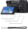 iDaPro [3Pcs Protection d'Ecran pour Sony Alpha A6600 A6400 A6300 A6100 A6000 A5000+[1Pcs] Dragonne,Verre Trempé,Dureté 9H,Anti-rayure,Sans Bulle,Anti-empreinte,Installation Facile