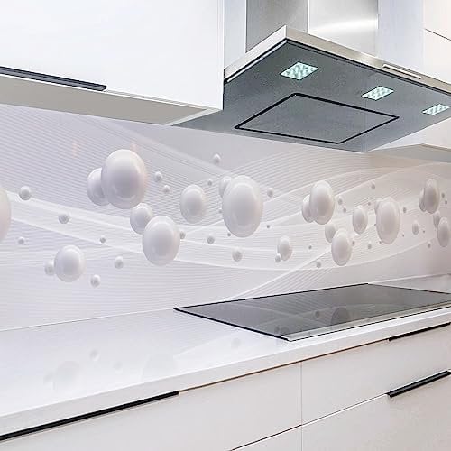 Rodnik Küchenrückwand robuste ABS-Kunststoff Platte Monolith in Deluxe Qualität, Direktdruck. MOTIVAUSWAHL (Weiße Kugeln, 60x400 cm)