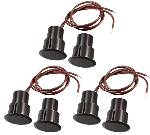 3pcs Porta in Ferro Marrone incasso Cablato di sicurezza finestra sensore di contatto Porta Allarme Interruttore a Lame Magnetico Vicino Circuito di Collegamento, Magnete a distanza Circuito di Taglio