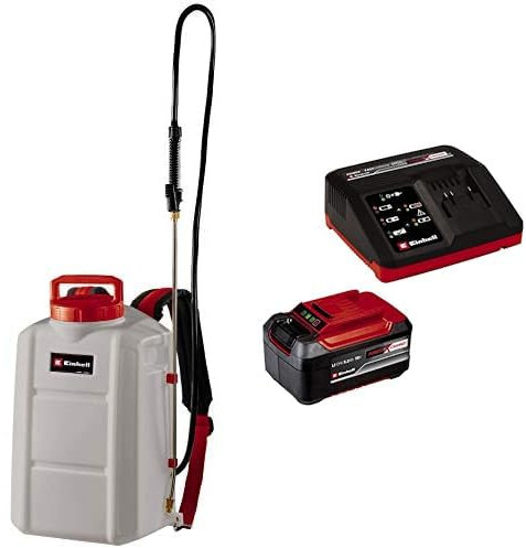 Einhell Pulvérisateur à pression sans fil GE-WS 18/150 Li-Solo Power X-Change (18 V, réservoir de 15 L, buse en laiton, lance de pulvérisation en acier inoxydable) avec chargeur et batterie 5,2Ah