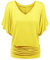 TIMEMEAN Femme Blouses Chemise à Manches Chauve-Souris Et Ourlet Replié Tunique De Couleur Unie à Manches Courtes Et Col en V De Grande Taille