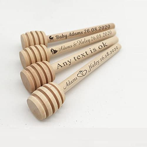 30 Unids Agitador De Mezcla De Miel De Madera Personalizado Palitos De Miel Cuchara De Miel Texto Personalizado Regalos De Banquete De Boda Baby Shower Amp; Utensilios De Postre Cucharas De Madera ,1
