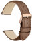 WOCCI 20mm Blumen Uhrenarmband für Damen, Echtes Leder, Schnellverschluss, Roségoldener Schnalle (Braun)