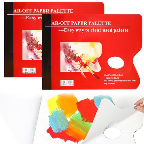 WDEC 2PCS 36 Blatt Palettenblock, Abreißen Farbmischpalette Papier 23 x 30.5cm, mit Daumenloch, Einweg Farbmischpalette Malblock Künstler Acrylfarbe Mischen Zubehör für Ölgouache Aquarellmalerei