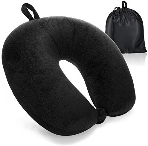 com-four® Premium Nackenkissen - Nackenstützkissen mit Memory Foam - Nackenhörnchen für Erwachsene - samtweiches Reisekissen für Flugzeug, Auto, Zug, Schiff und Bus - Einschlafhilfe