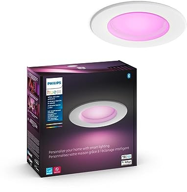 Philips Hue Smart Retrofit Recessed 5/6 Inch LED Downlight 1 Pack - White & Color Ambiance Color-Changing Light 1100LM - Control with Hue App - Compatible with Alexa, Google Assistant & Apple Homekit