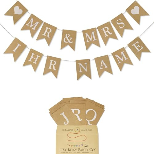 Premium Wiederverwendbares Personalisiertes Banner - Mr & Mrs Schild - Hochzeitsdeko, Geburtstag, Verlobungsfeier Dekoration, Bride to Be, Just Married hochzeitsbanner