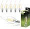 Lumiled BA35 E14 LED Lampe 6 Stück Set 7W (ersetzt 60W) 770lm Classic Filament Glas Leuchtmittel Kerzenform Windstoß 3000K Warmweiß Birne Lampen 360° Abstrahlwinkel Glühbirnen Kerzenlampe Kerze
