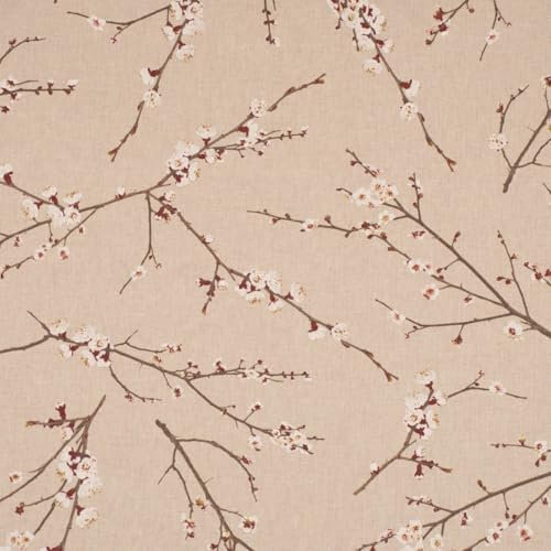 SCHÖNER LEBEN. Dekostoff Japanese Blossom Kirschblütenzweige Natur rot weiß 1,40m