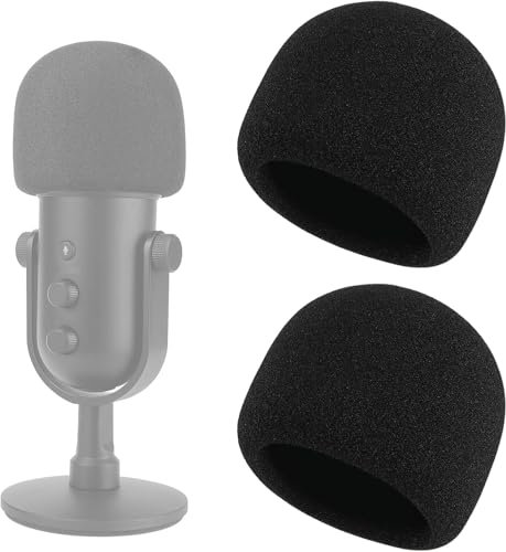 Rigych Professioneller Popschutz Groß Schaumstoff für Razer Seiren V2 Pro Mikrofon, 2 Stück, Schwarz