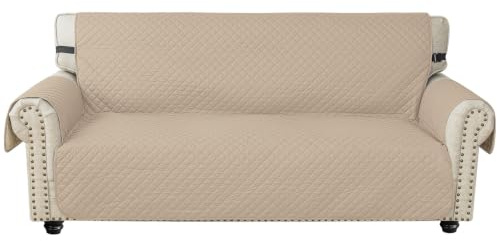Ystyle Sofa Überzug 3 Sitzer - wasserdichte Sofabezug Mit Armlehnen, Sofaschoner rutschfest, Sofaüberwurf, Couch Überzug, Sofaschutz, Sofa Cover Protector Für Haustier Katze Hunde, Beige