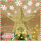 Christmas Tree Star Topper Light Built-in Rotating LED Snowflake Projector,Matching Christmas Ribbon with Lights 5m/16ft,3D Glitter Hollow Star Tree Topper Starry Night Light for Xmas Tree(Golden)