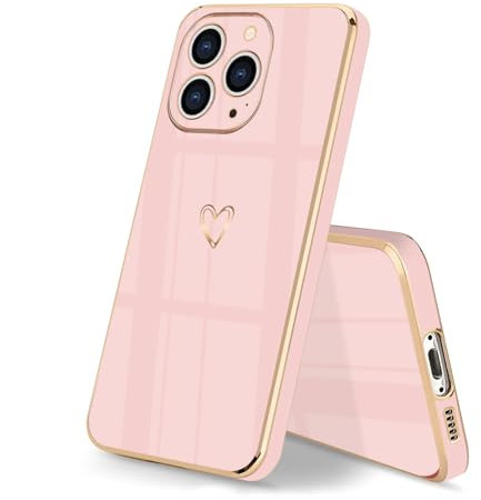 HopMore Cover per iPhone 15 Pro Custodia Silicone con Cuore Disegni Colorate, Antiurto Morbido TPU Custodia Ultra Sottile Slim Cover Protettiva Case per iPhone 15 Pro, Rosa