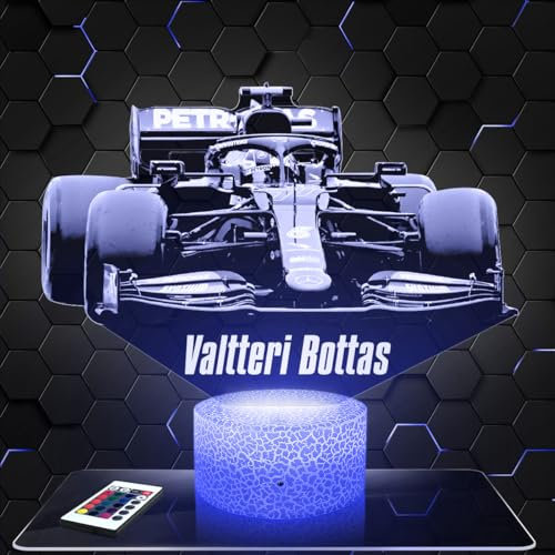 Lampada da comodino, Luce notturna tattile formula 1 F1 - Valtteri.B Lampada illusione 3D LED, idea regalo di Natale per ragazzi e ragazze Lampada da notte per bambini o adulti