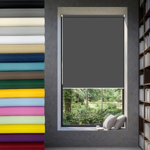 Doppelrollo Klemmfix Rollos 40 x 240 cm Doppelrollo Klemmfix, Blickdicht Zebrarollo Rollos Sonnenchutz Sichtschutz und Sonnenchutz für Fenster & Tür, Dunkelgrau
