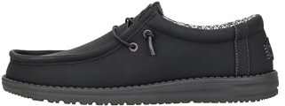 HEYDUDE Wally Classic - Chaussures pour Hommes - Baskets avec Semelles Confortables - Style Mocassin, Black/Charcoal, 44