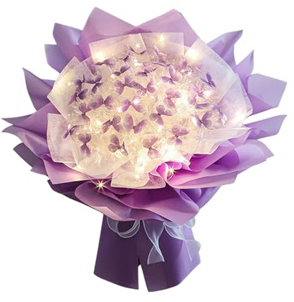 Mazzi di farfalle finte, kit di fiori di farfalla con luci a LED, fiori artificiali, bouquet di fiori artificiali, bouquet di fiori da sposa, bouquet di fiori finti per