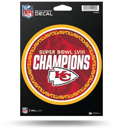 Rico Industries NFL Football Kansas City Chiefs 2024 Super Bowl Champions 12,7 x 17,8 cm Vinyl gestanzter Aufkleber – Auto/LKW/Wohnaccessoire