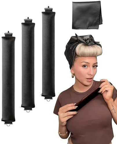 YOSHUYUKI Heatless Hair Curler to Sleep in No Heat Velvet Heatless Curls Overnight Rods Curling Set Jumbo Large Foam Sponge Hair Rollers Curlers for Long Short Hair Volume Women Styling Tools Black