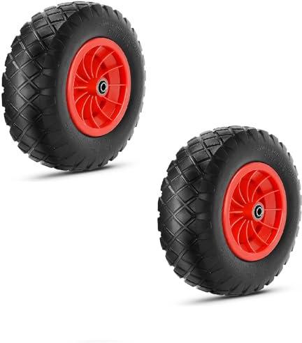 2pc 16 Wheelbarrow Wheel 4.80/4.00-8 Pneumatic Trolley Wheel Load 100Kg Puncture Proof Solid Tyre Bore Heavy Duty Replacement Tire for Garden Trolley Trailer Wheelbarrows Truck (2)