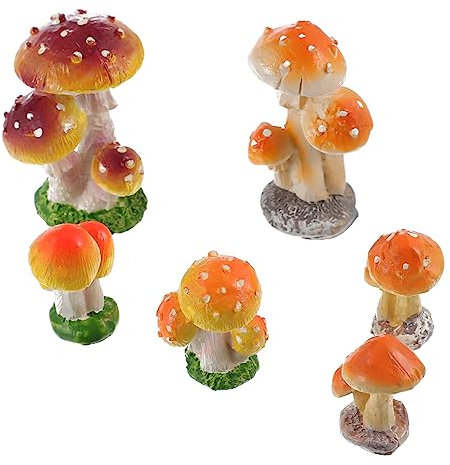 CIYODO 6stücke Schicke Harz Mini Pilz Dekorationen Für Garten Heim Kreatives Handwerk Moos Micro Landschaft Tisch Deko Einzigartige Stuhl Dekoration
