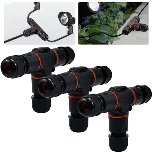 DTYGUIXE 3 Stück Kabelverbinder Wasserdicht T-Form Verteilerdose ip68 Klemmdose Abzweigdosen-Kabelverbinder M20T Verbindungsmuffe Kabel für Außengeräte, Untergrundbeleuchtung, Gartenbeleuchtung