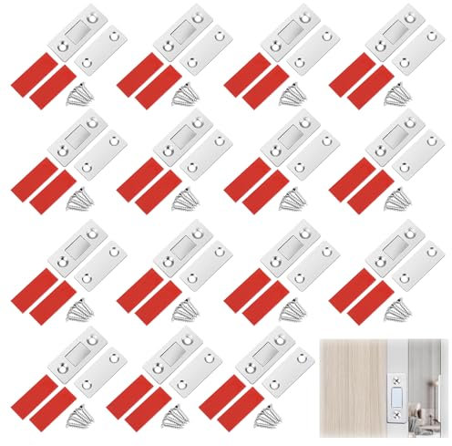 Magnete für Schranktüren, 15 Stück Magnetschnäpper Schrankmagnete Selbstklebend Türmagnet Magnetverschluss schrank Magnet Türschließer Türmagnete für Schubladen Möbel, Silbrig