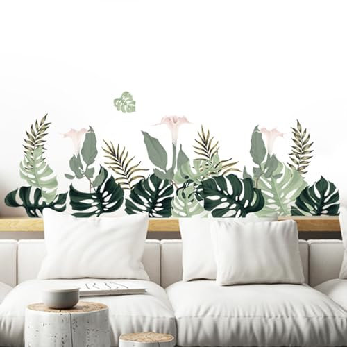 astylishome Kitchen Wall Stickers Plants Tropical Leaves Decals Wallpaper for Living Room Plant Palm Leaf Sticker DIY Removable Walls Art Decals for Home Décor 0706