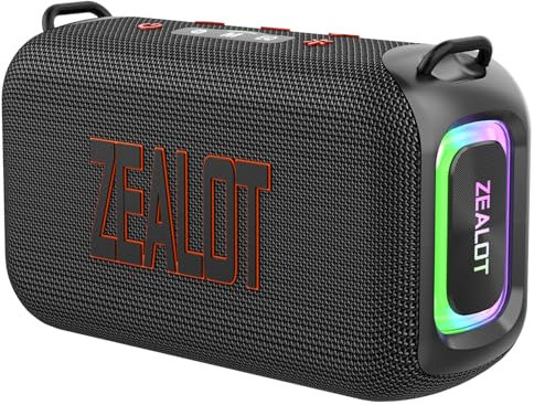 ZEALOT Cassa Bluetooth con luce LED,Altoparlante Portatile da 50W,Bassi Stereo Potenti, Bluetooth 5.3,Impermeabile IPX6,Doppio Accoppiamento,EQ,porta AUX,USB,scheda TF,per Casa/Piscina/Spiaggia/Party