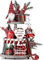 KAHEIGN 25cm Weihnachtszwerg mit 2 Xmas Holzschild 2 Minibäumen 6 Strümpfen 1 Tasse und Holzperlengirlande, All-In-One Weihnachten Tischdeko Set, Weihnachtswichtel Plüschpuppe für Weihnachtendeko