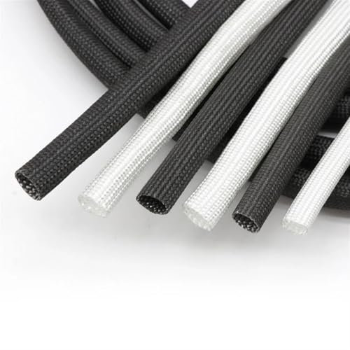 Cable Sleeve 1/2/5/10M Braided Fiberglass Sleeve ID 1mm~40 mm High Temperature 600 Deg.C Chemical Glass Fiber Tube Fiberglass Cable Sleeving For Cord Cable(White,DIA 1.5MM_1 METER)