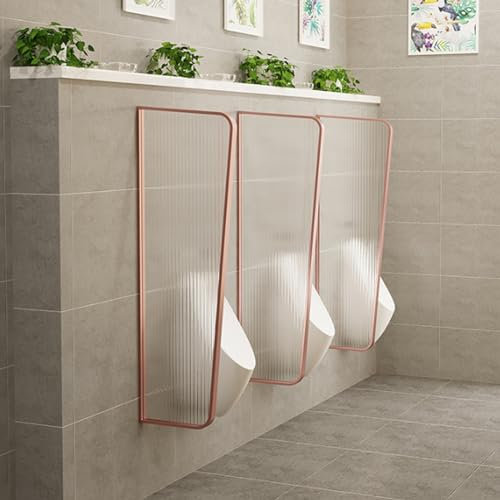 Urinal baffle partitions stainless steel frame men urinal privacy screen toilet partition with tempered glass Wall-Mounted Screen Toilet Partition Suitable for hotels, restaurants, bars ( Color : Bla