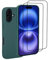 32nd Silicone Case Cover for iPhone 16 (6.1) With 2 X Screen Protectors, Slim and Durable Protective Case – Dark Teal