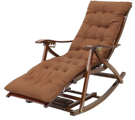 Bambus für Wohnzimmer Schlafzimmer Lesesessel Schwingsessel Bambus Schaukelstuhl Relaxstuhl Stillsessel Relaxsessel für Wohnzimmer Schlafzimmer Belastbarkeit bis 150 kg Nur für Erwachsene walnuss