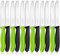 targzier Tafelmesser Set 12 Stück, Edelstahl Messerset,12er Pack Brötchenmesser,Frühstücksmesser mit Wellenschliff,Bunte Tomatenmesser,Scharfe Messer für Brotzeit,22 cm,Schwarz und Grün