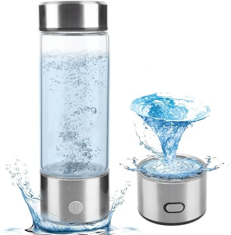 OFC Lenw Hydrogen Water Bottle 420ML, Portable Hydrogen Water Generator with SPE and PEM Technology, Quickly Produces Hydrogen-Rich Water in 3 Minutes for Home, Office, Travel and Gifts (Silver)