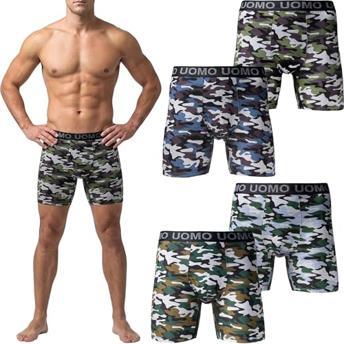 Pesail Herren Boxershorts, 5er/10er Pack, Größen M-6XL, mit verlängertem Bein, Baumwolle, Bequeme Unterhose, enganliegende Retroshorts ohne kratzenden Zettel, Langes Bein