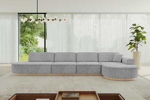 ALTDECOR Ecksofa in L-Form Corner Sofa Bett Eckcouch Couch Wohnlandschaft Cauchsofa MARI-L3-v1-402x165x81 cm Grau