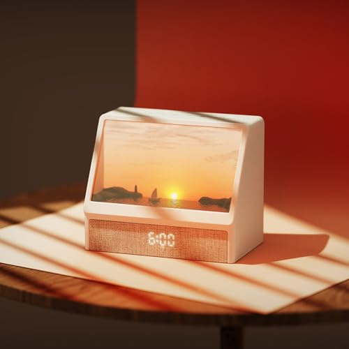 Tageslichtwecker Lichtwecker Sonnenaufgang Sonnenuntergangssimulation, Nachttischlampe mit Bluetooth,Sonnenaufgang Wecker mit 12 Natürlichen Sounds,Sonnenuntergang Lampe für, Erwachsene, Kinder,Weiß