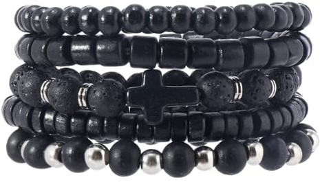 JJDreams Armband im Tribal-Stil aus Holzperlen, geeignet für Männer und Frauen, kombiniert mit einem Federanhänger.