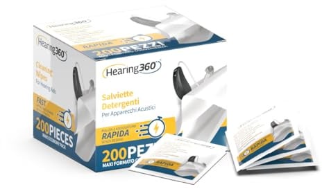 Hearing360 200 Cleaning Wipes in Box - Fast and Effective Cleaning for Hearing Aids, Smartphones and Sunglasses - Maxi Size