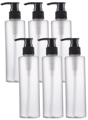 Lawnrden 6 Stück 200 ml Leere nachfüllbare braune Kunststoff-Pumpspenderflaschen Gläser Behälter für Spülung, Körperwäsche, Haargel, flüssige Handseife, DIY-Lotionen und Massageöle