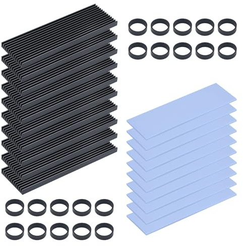 ELUTENG M2 SSD Kühlkörper 10 Stück Kühler Set Heatsink mit Silikon Wärmeleitpad, 2280 NVME NGFF Aluminium M.2 Kühler Cooler Passend für PC/PS5/PS5 Slim Installation, 73 x 33mm, Schwarz