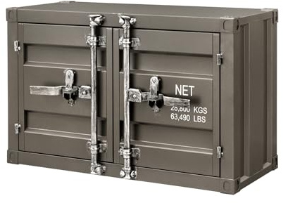 Container-Schrank Globetrotter - 80cm - anthrazit - Metall Aktenschrank mit Flügeltüren Nachttisch Beistelltisch